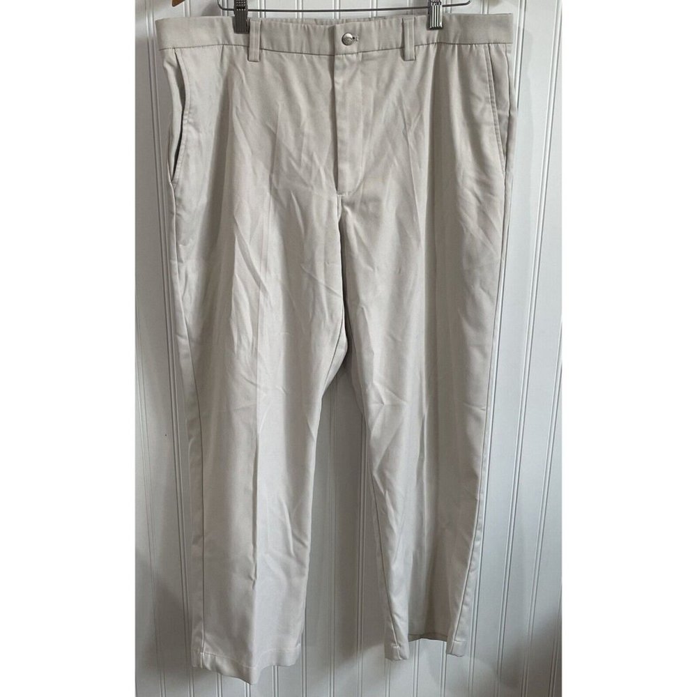 Callaway Pants Mens 38x30 Golf Performance Flat Front Straight Leg Beige Pockets